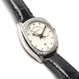 Gucci GG2570 Diamonds Silver Dial Black Leather Strap Watch For Women - YA142507 Authentic Buy Shop Now