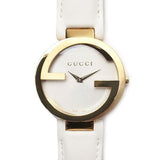 Gucci G Interlocking White Dial White Leather Strap Watch For Women - YA133327 Authentic Buy Shop Now