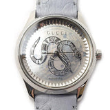 Gucci G Timeless Automatic Mother of Pearl Dial Blue Leather Strap Watch For Women - YA1264113 Authentic Buy Shop Now