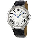 Cartier Ballon Bleu Silver Dial Black Leather Strap Watch for Women - W69018Z4 Authentic Buy Shop Now