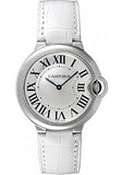 Cartier Ballon Bleu de Cartier Silver Dial White Leather Strap Watch for Women - W6920087 Authentic Buy Shop Now