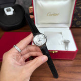 Cartier Ballon Bleu De Cartier Silver Dial Black Leather Strap Watch for Women - WSBB0030 Authentic Buy Shop Now
