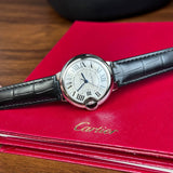 Cartier Ballon Bleu De Cartier Silver Dial Black Leather Strap Watch for Women - WSBB0030 Authentic Buy Shop Now