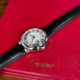 Cartier Ballon Bleu De Cartier Silver Dial Black Leather Strap Watch for Women - WSBB0030 Authentic Buy Shop Now