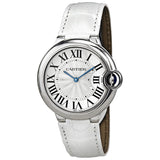 Cartier Ballon Bleu de Cartier Silver Dial White Leather Strap Watch for Women - W6920087 Authentic Buy Shop Now