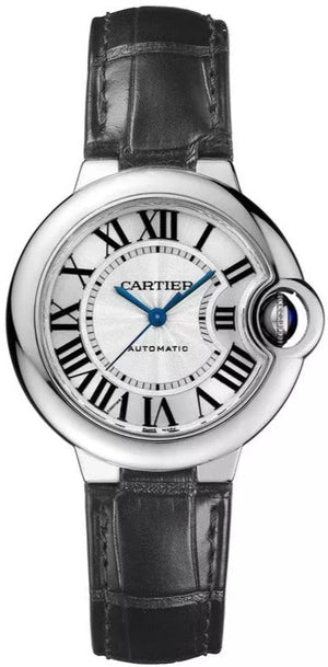 Cartier Ballon Bleu Silver Dial Black Leather Strap Watch for Women - W69018Z4 Authentic Buy Shop Now
