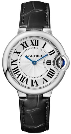 Cartier Ballon Bleu De Cartier Silver Dial Black Leather Strap Watch for Women - WSBB0034 Authentic Buy Shop Now