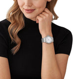 Michael Kors Lennox Three Hand Silver Dial Silver Steel Strap Watch For Women - MK7280 Authentic Buy Shop Now