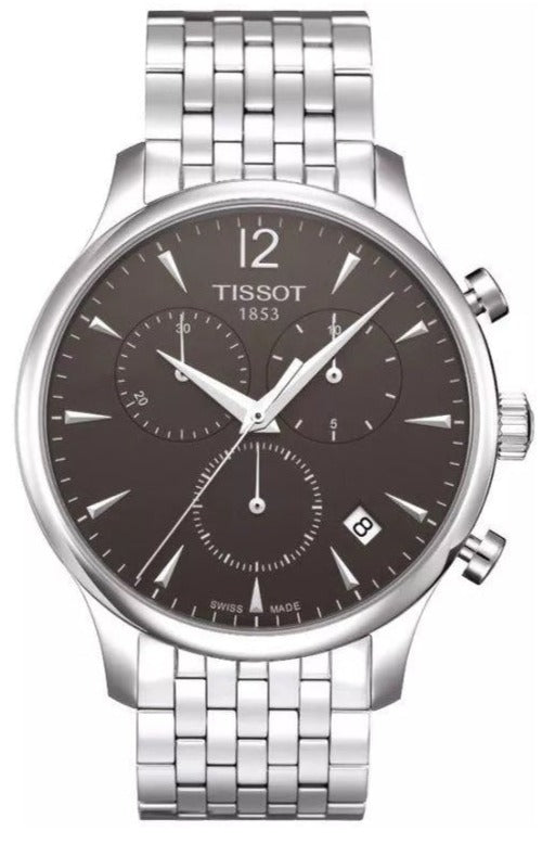 Tissot T Classic Tradition Chronograph Black Dial Silver Steel Strap Watch For Men - T063.617.11.057.00 Authentic Buy Shop Now