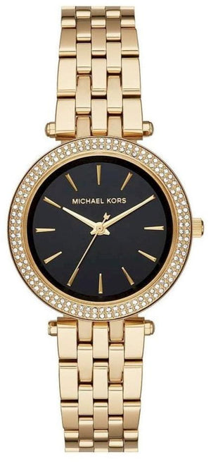 Michael Kors Mini Darci Quartz Black Dial Gold Steel Strap Watch For Women - MK3738 Authentic Buy Shop Now