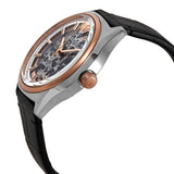 Emporio Armani Zeta Skeleton Automatic Silver Dial Black Leather Strap Watch For Men - AR60018 Authentic Buy Shop Now