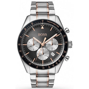 Hugo Boss Trophy Chronograph Grey Dial Silver Steel Strap Watch for Men - 1513634 Authentic Buy Shop Now