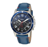 Fossil Grant Chronograph Blue Dial Blue Leather Strap Watch for Men - FS5373 Authentic Buy Shop Now