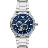 Emporio Armani Mario Chronograph Automatic Blue Dial Silver Steel Strap Watch For Men - AR60052 Authentic Buy Shop Now