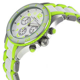 Marc Jacobs Rock Chronograph White Dial White & Green Silicone Strap Watch for Women - MBM2592 Authentic Buy Shop Now