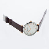 Emporio Armani Gianni T-Bar Quartz Silver Dial Brown Leather Strap Watch For Women - AR11061 Authentic Buy Shop Now