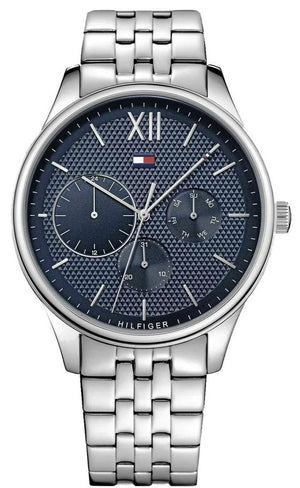 Tommy Hilfiger Damon Chronograph Blue Dial Silver Steel Strap Watch for Men - 1791416 Authentic Buy Shop Now