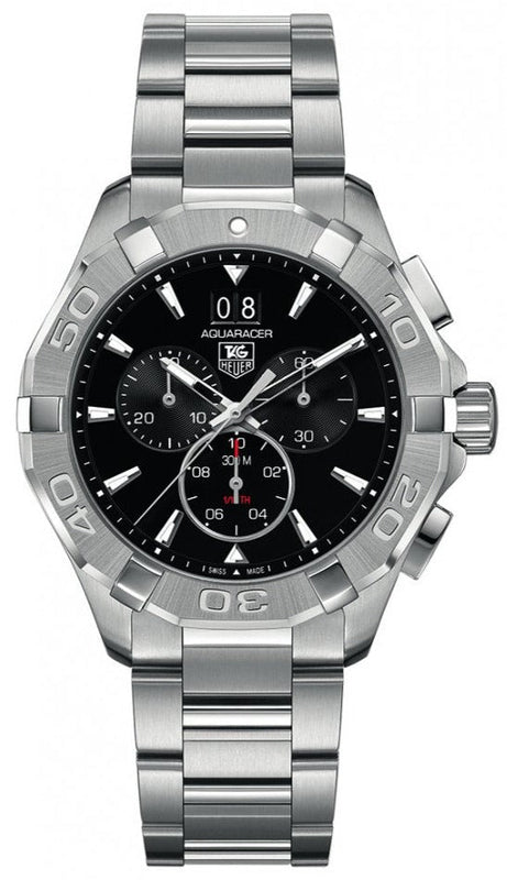 Tag Heuer Aquaracer Chronograph Black Dial Silver Steel Strap Watch for Men - CAY1110.BA0927 Authentic Buy Shop Now
