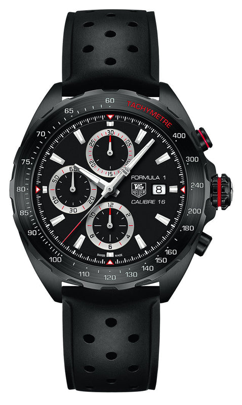 Tag Heuer Formula 1 Automatic Chronograph Black Dial Black Leather Strap Watch for Men - CAZ2011.FT8024 Authentic Buy Shop Now