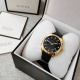 Gucci GG2570 Quartz Black Dial Black Leather Strap Watch For Women - YA142408 Authentic Buy Shop Now