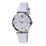 Emporio Armani White Dial Light Blue Leather Strap Watch For Women - AR11002 Authentic Buy Shop Now