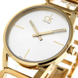 Calvin Klein Stately Silver Dial Gold Steel Strap Watch for Women - K3G23526 Authentic Buy Shop Now