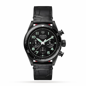 Tag Heuer Autavia Chronometer Flyback Chronograph Black Dial Black Leather Strap Watch for Men - CBE511C.FC8280 Authentic Buy Shop Now