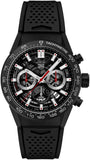 Tag Heuer Carrera Chronograph Steel & Ceramic Black Dial Black Rubber Strap Watch for Men - CBG2090.FT6145 Authentic Buy Shop Now