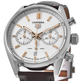 Tag Heuer Carrera Chronograph White Dial Brown Leather Strap Watch for Men - CBN2013.FC6483 Authentic Buy Shop Now
