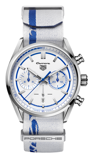 Tag Heuer Carrera Porsche RS 2.7 Automatic Chronograph White Dial White Nylon Strap Watch for Men - CBN2016.EB0275 Authentic Buy Shop Now