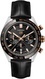 Tag Heuer Carrera Chronograph Black Dial Black Leather Strap Watch for Men - CBN2A5A.FC6481 Authentic Buy Shop Now