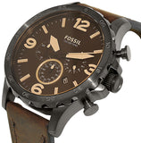 Fossil Nate Chronograph Brown Dial Brown Leather Strap Watch for Men - JR1487 Authentic Buy Shop Now