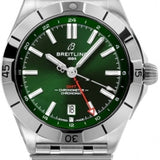 Breitling Chronomat GMT 40 Green Dial Silver Steel Strap Watch for Men - A32398101L1A1 Authentic Buy Shop Now