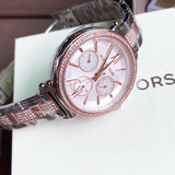Michael Kors Sofie Chronograph White Dial Two Tone Steel Strap Watch For Women - MK4353 Authentic Buy Shop Now