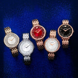Swarovski Crystalline Chic Red Dial Rose Gold Steel Strap Watch for Women - 5547608 Authentic Buy Shop Now