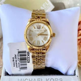 Michael Kors Lexington Quartz Silver Dial Gold Steel Strap Watch For Women - MK3229