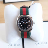 Gucci GG2570 Quartz Black Dial Green & Red Nylon Strap Watch For Men - YA142305 Authentic Buy Shop Now