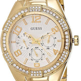 Guess Luna Diamonds White Dial Gold Steel Strap Watch for Women - W0729L2 Authentic Buy Shop Now