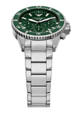 Emporio Armani World Explorer Solar Chronograph Green Dial Silver Steel Strap Watch for Men - AR11741 Authentic Buy Shop Now