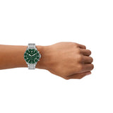Emporio Armani World Explorer Solar Chronograph Green Dial Silver Steel Strap Watch for Men - AR11741 Authentic Buy Shop Now