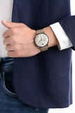 Emporio Armani Aviator Chronograph Quartz Grey Dial Beige Leather Strap Watch For Men - AR11107 Authentic Buy Shop Now