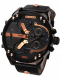 Diesel Mr Daddy 2.0 Chronograph Black Dial Black Leather Strap Watch For Men - DZ7350 Authentic Buy Shop Now