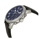 Fossil Grant Chronograph Blue Dial Black Leather Strap Watch for Men - FS4990 Authentic Buy Shop Now
