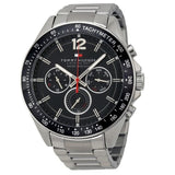 Tommy Hilfiger Luke Chronograph Black Dial Silver Steel Strap Watch for Men - 1791104 Authentic Buy Shop Now