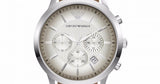Emporio Armani Classic Chronograph Silver Dial Brown Leather Strap Watch For Men - AR2471 Authentic Buy Shop Now
