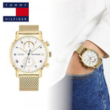 Tommy Hilfiger Kane White Dial Gold Mesh Bracelet Watch for Men - 1710403 Authentic Buy Shop Now