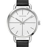 Calvin Klein Evan White Dial Black Leather Strap Watch for Women - K7B231CY Authentic Buy Shop Now