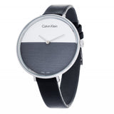 Calvin Klein Rise White Grey Dial Black Leather Strap Watch for Women - K7A231C3 Authentic Buy Shop Now