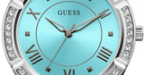 Guess Cosmo Diamonds Turquoise Dial Silver Steel Strap Watch for Women - GW0033L7 Authentic Buy Shop Now