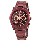 Fossil Perfect Boyfriend Multifunction Maroon Dial Maroon Steel Strap Watch for Women - ES4110 Authentic Buy Shop Now
